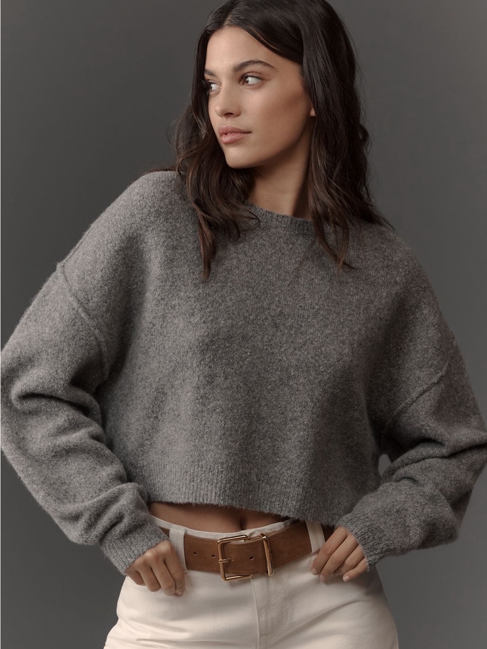 Pilcro Cropped Crew Neck Sweater